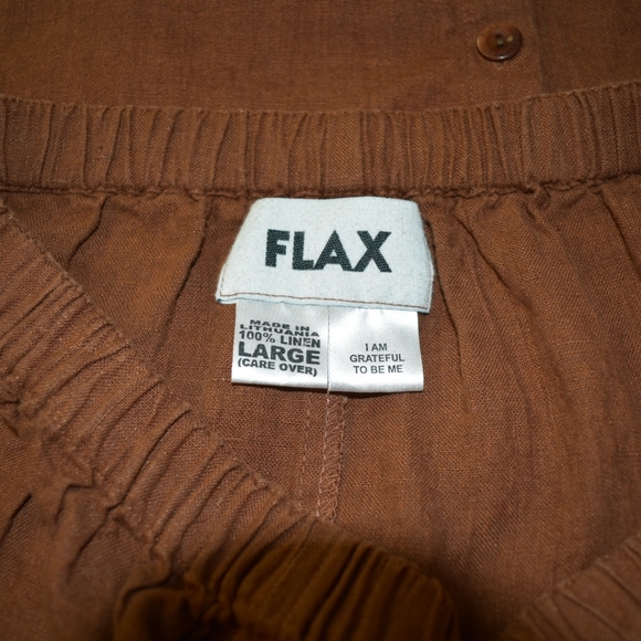 Flax maxi linen skirt and top brown button down - Picture 6 of 12